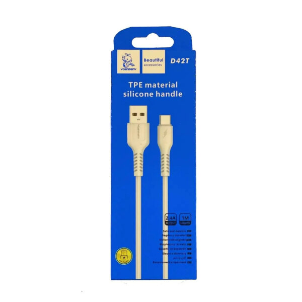 Кабель Denmen D42T Silicone USB Type-C 2.4A 1M білий