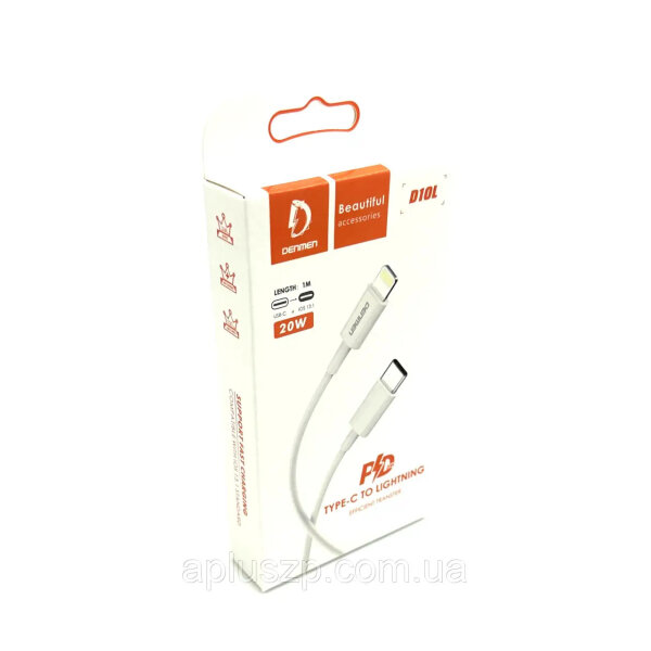 Кабель Denmen D10L Type-C/Lightning PD (18W) (1м) білий