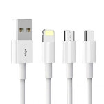 Кабель Denmen D22E 3-В-1 Lightning / Micro USB / Type-C 2.4A 1M білий