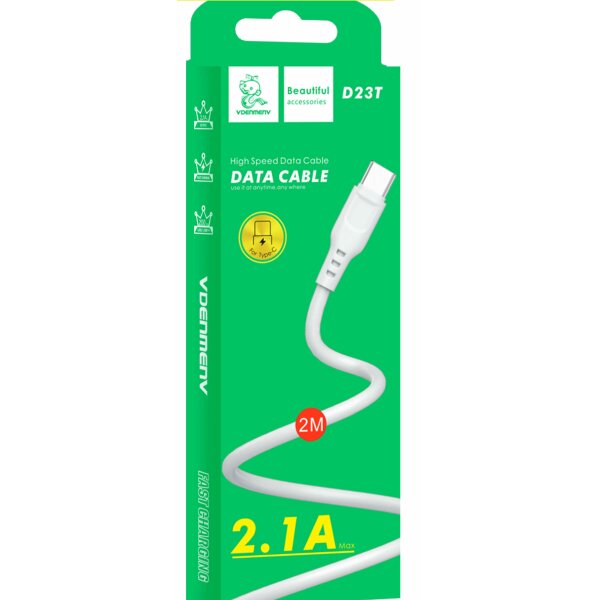 Кабель Denmen D23T Type-C 2.1A White 2м білий