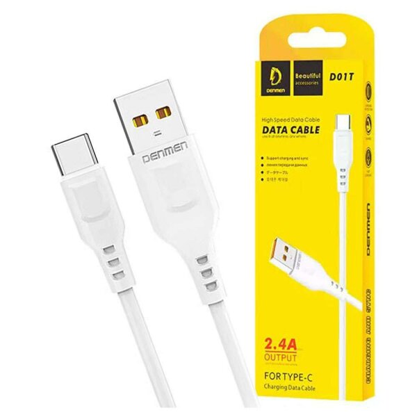 Кабель Denmen D01T Silicone USB Type-C 2.4A 1M білий